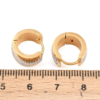 Two Tone 304 Stainless Steel Stripe Hoop Earrings EJEW-L307-04GP-04-1