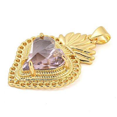 Rack Plating Brass Pendants ZIRC-L100-163G-04-1