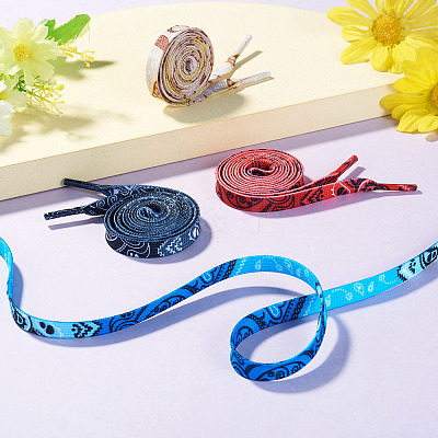 4 Pairs 4 Colors Flower Pattern Polyester Shoelaces FIND-TA0010-30-1
