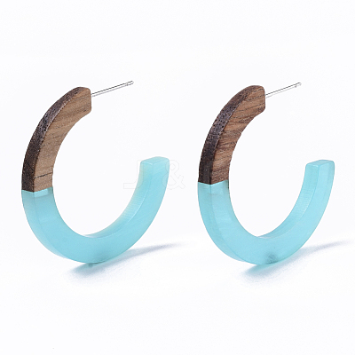 Resin & Walnut Wood Stud Earring Findings RESI-R425-01-A01-1