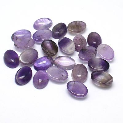 Natural Amethyst Gemstone Oval Cabochons G-J329-13-6x8mm-1