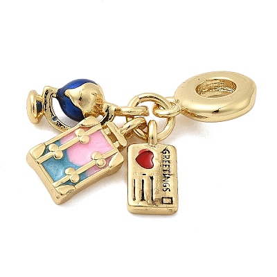 Brass Enamel European Dangle Charms KK-C137-12G-1