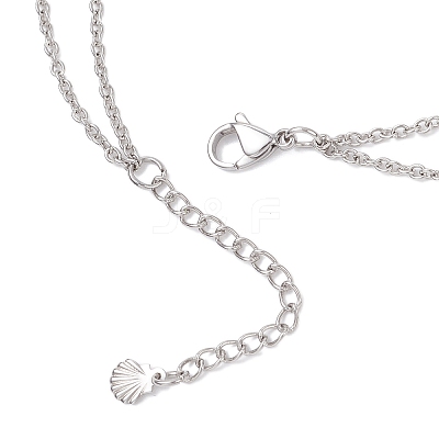 304 Stainless Steel Sea Turtle & Natural Freshwater Shell Star Pendant Double Layer Necklaces for Women NJEW-JN05403-1