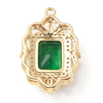 Brass with K9 Glass & Rhinestone Pendants KK-C024-07KCG-03-1