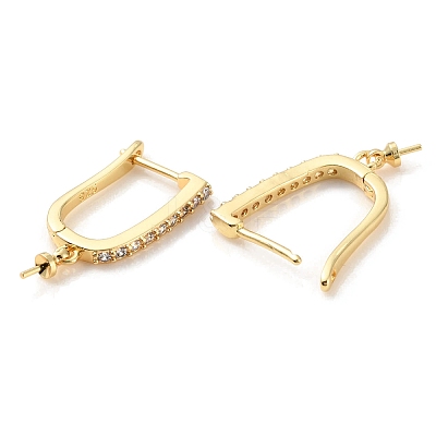 Rack Plating Brass Micro Pave Cubic Zirconia Hoop Earring Finding KK-C021-12G-1