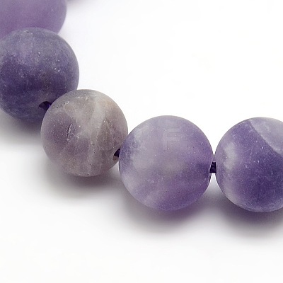 Frosted Natural Amethyst Round Bead Strands G-M064-10mm-13-1