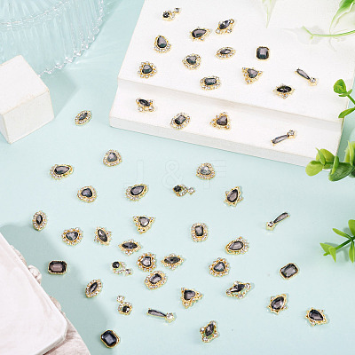 48Pcs 12 Styles Alloy Rhinestone Cabochons MRMJ-TA0001-45D-1