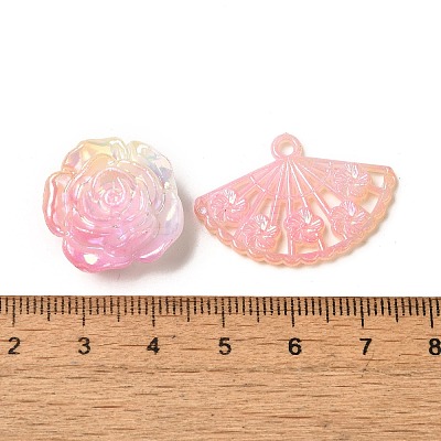 Rainbow Iridescent Plating Acrylic Beads OACR-U006-01A-1