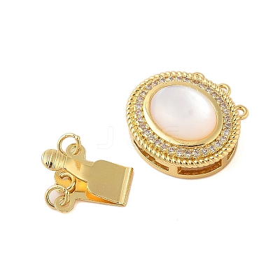 Rack Plating Brass Shell Box Clasps KK-S384-21G-01-1