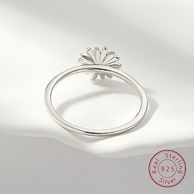 Anti-Tarnish Rhodium Plated 925 Sterling Silver Daisy Flower Finger Ring for Women KN3229-4-1