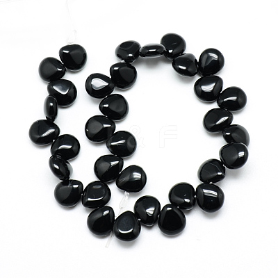 Natural Black Stone Beads Strands X-G-T005-01-1