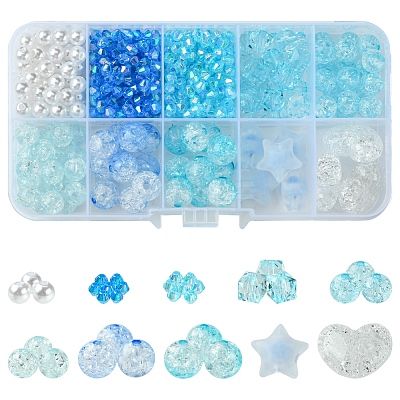 10 Styles Transparent Crackle Acrylic Beads MACR-FS0001-81-1