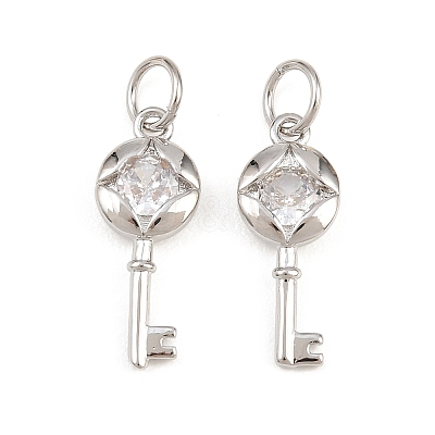 Brass Micro Pave Clear Cubic Zirconia Pendants KK-H292-12P-1