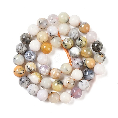 Natural White African Opal Beads Strands G-E472-02-8mmC-1