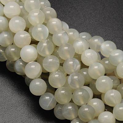 Round Natural White Moonstone Bead Strands G-L425-22-10mm-1
