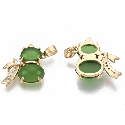 Brass Micro Pave Clear Cubic Zirconia Charms KK-R126-043-NF-1