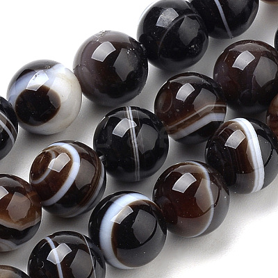 Natural Striped Agate/Banded Agate Beads Strands G-S259-04A-6mm-1