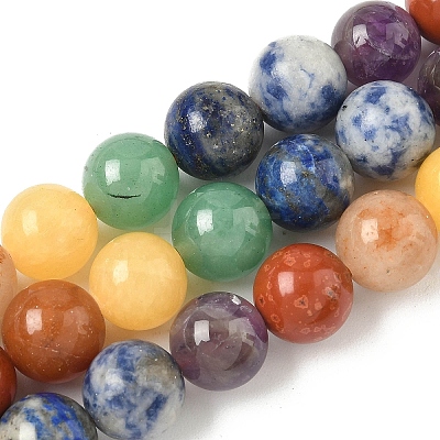 Chakra Natural Mixed Gemstone Beads Strands G-P574-A03-10mm-1