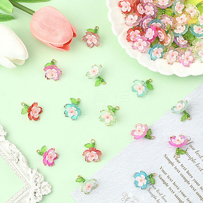 50Pcs 5 Colors Transparent Acrylic Pendants TACR-SC0001-50-1