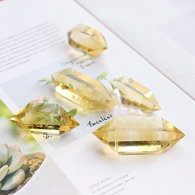 Double Tower Natural Citrine Healing Stone Wands PW-WG12520-02-1