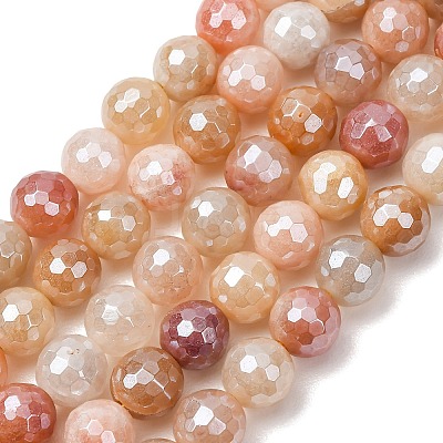 Electroplated Natural Golden Silk Jade Beads Strands G-B191-A06-8mm-1