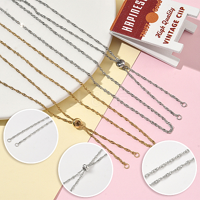 10Pcs 2 Colors 304 Stainless Steel Singapore Chain Necklace Making AJEW-SC0003-99-1