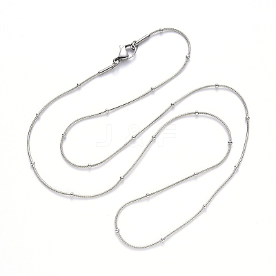 Non-Tarnish 304 Stainless Steel Round Snake Chain Necklace NJEW-S420-009C-P-1