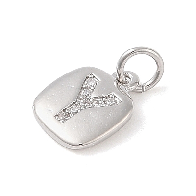 Rack Plating Brass Micro Pave CLear Cubic Zirconia Charms KK-E110-14P-Y-1