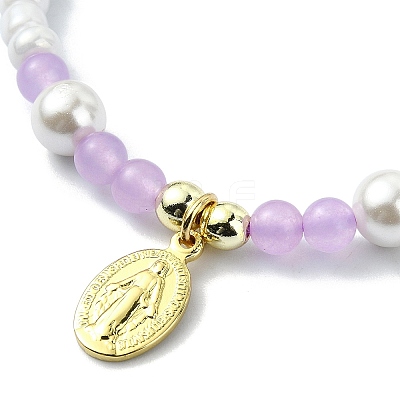 Glass Imitation Pearl Braided Bead Bracelets BJEW-JB09989-1