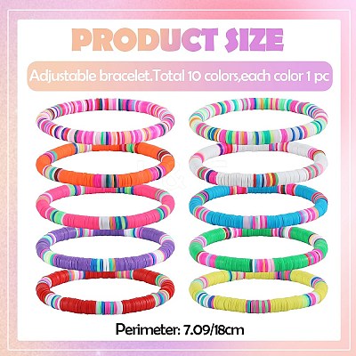 10Pcs Polymer Clay Bracelets BJEW-SW001601-1