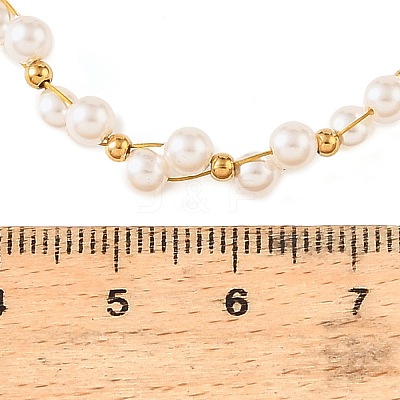 304 Stainless Steel & Plastic Pearl Round Beaded Necklaces SA-CBAAFEE-01G-1