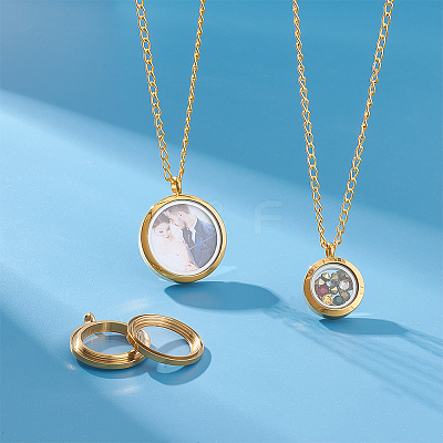 3Pcs 3 Style 304 Stainless Steel Locket Pendants FIND-UN0001-83G-1