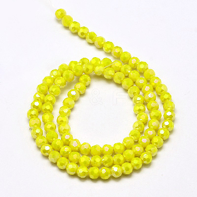 Faceted Round Full Rainbow Plated Electroplate Glass Beads Strands X-EGLA-J130-FR05-1