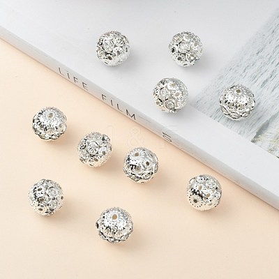 Brass Rhinestone Beads RB-A011-12mm-01S-1