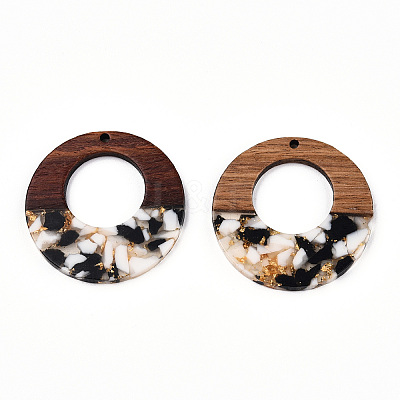 Transparent Resin & Walnut Wood Pendants RESI-TAC0017-74-A01-1