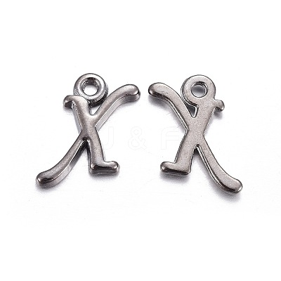 Gunmetal Plated Alloy Letter Pendants PALLOY-P097-03-X-1