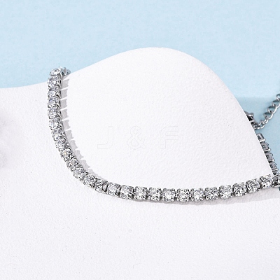 304 Stainless Steel with Cubic Zirconia Link Chain Bracelets for Women BJEW-G754-01B-P03-1