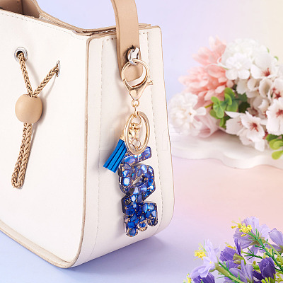 Alloy & Resin Tassel Keychainss AJEW-TADJ0001-20G-05-1