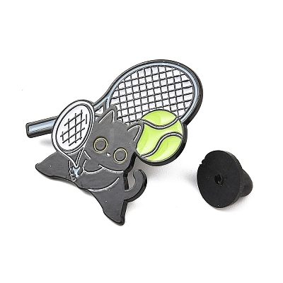 Cat with Tennis Sport Enamel Pins LS-JEWB-I052-05EB-03-1