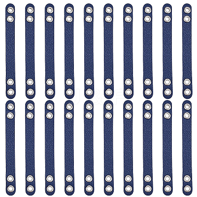 20Pcs Imitation Leather Bag Webbing Straps with Silver Color Plated Metal Eyelets for Bag Accessories DIY-NB0016-35C-1