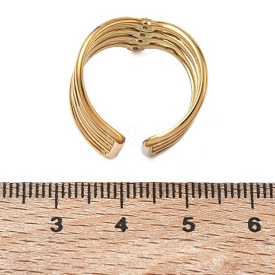 Multi Layer 304 Stainless Steel Micro Pave Cubic Zirconia Cuff Open Rings for Women CU-CBAD24F-03G-1