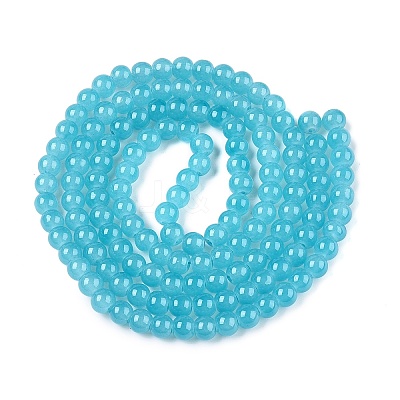 Baking Paint Imitation Jade Glass Round Bead Strands X-DGLA-Q021-6mm-07-1