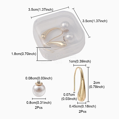 2Pcs Brass Teardrop Dangle Earrings DIY-YW0007-30-1
