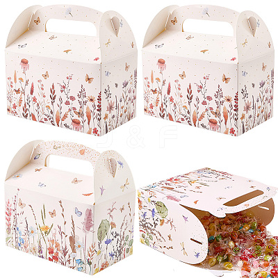 12Pcs 2 Styles Floral Printed Portable Paper Candy Gift Tote Boxes CON-CP0001-020-1