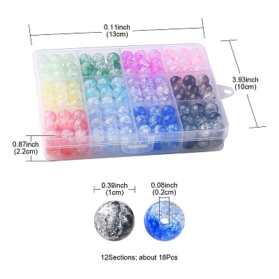 216Pcs 12 Colors Transparent Crackle Acrylic Beads CACR-YW0001-05-1