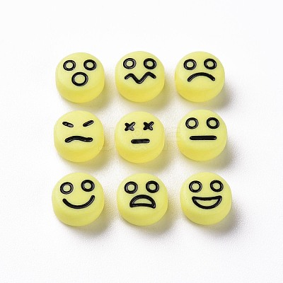 Opaque Champagne Yellow Acrylic Beads X-MACR-N008-42-C10-1