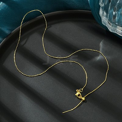 1mm Rack Plating Brass Ball Chain Adjustable Slider Necklaces for Women Men MAK-L044-51G-1