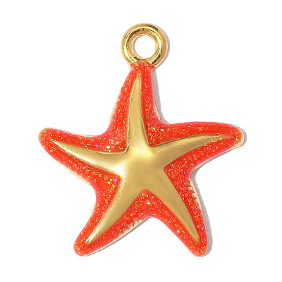 304 Stainless Steel with Red Enamel Pendants SA-OY003-38G-1