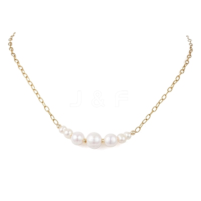 Natural Pearl Potato Graduated Beaded Necklaces NJEW-JN05923-1