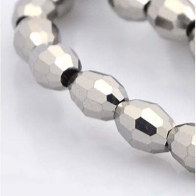 Full Plated Glass Faceted Rice Beads Strands GLAA-A030A-FP01-1